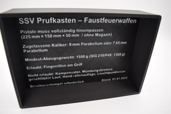 SSV Prüfkasten für Faustfeuerwaffen